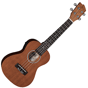 Ukulele Concert Eletroacústico Michael MK23 MHE Mahogany com Tampo Mahogany Fundo e Laterais Mahogany Escala Blackwood e Equalizador Michael