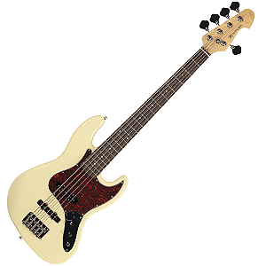 Contrabaixo Michael JB BMJ500 5 Cordas CR Cream com Corpo Basswood Captadores Single Coil e Tarraxas Cromadas