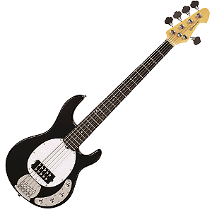 Contrabaixo Michael Music Man BMM700 5 Cordas MBK Metallic Black com Corpo Basswood Captador Open Humbucker Ativo e Tarraxas Cromadas