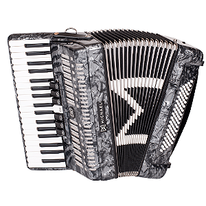Acordeon Michael ACM8007N Preto Perolado 80 Baixos 7 Registros Terça de Voz 37 Teclas Palhetas Aço Inoxidável Fole Linho Couro Bag com Rodinhas e Alça