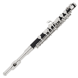 Piccolo Michael WPCM40 Flautim C Dó Corpo ABS Fosco Cabeça Alpaca Prateada Chaves Prateadas Mecanismo Boehm E Mi G Sol Off-Set Case Agulha e Grease