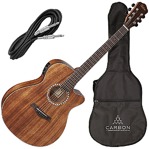 Kit Violão Eletroacústico Hofma HMA-285 Auditorium Aço Natural Acetinado com Tampo Teca Pré-Audisys XR e Equalizador Ativo