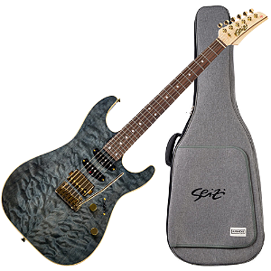 Guitarra Seizi Katana Hashira Black Onix Gold com Corpo Quilted Maple sobre Mogno Captadores Seizi Jutsu ALNICO V HSS e Ponte Flutuante 10360736