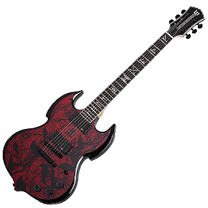 Guitarra Schecter Barbarian Psychic Bullseye Rawtop com Captadores EMG 81/85 e Ponte TonePros 4584