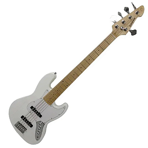 Contrabaixo Waldman GJJ105 Jazz 5 Cordas Branco WH com Captadores JJ e Equalizador Ativo 3 Bandas