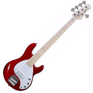 Contrabaixo Waldman MB-105 MR Metallic Red 5 Cordas com Captadores J/J e EQ Ativo 3 Bandas