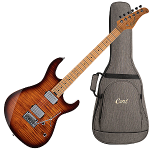 Guitarra Cort G290 FAT II Antique Violin Burst com Tampo Flamed Maple sobre Basswood Captadores Voiced Tone VTH59 & VTS63 HH e Ponte Tune-O-Matic e Bag