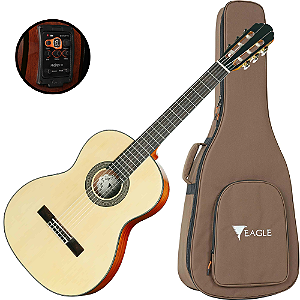 Violão Clássico Eletroacústico Eagle DH69T com Tampo Abeto, Fundo e Laterais Mogno, Equalizador Audisys Promix XR, Afinador Integrado e Rastilho TruVibe HTML