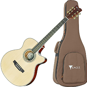 Violão Folk Eletroacústico Eagle CH70 NT Natural com Tampo Spruce, Corpo Mahogany, Equalizador Integrado e Afinador Cromático