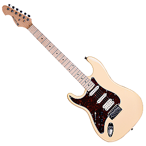 Guitarra Michael Rocker Canhota CR Cream com Captadores Humbucker Equalizador Integrado e Afinador