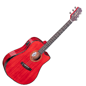 Violão Eletroacústico Waldman GCEX-1841 RD Vermelho Brilhante Grand Auditorium com Tampo Solid Spruce Pré EQ-4RTX e Bag Deluxe Inclusa