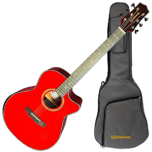 Violão Eletroacústico Waldman GCEX-1841 RD Vermelho Brilhante Grand Auditorium com Tampo Solid Spruce Pré EQ-4RTX e Bag