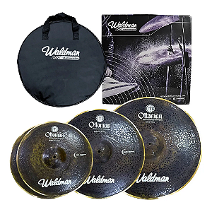 Kit Pratos Bateria Waldman Ottoman Profissional 14" Hi-Hat + 16" Crash + 20" Ride Liga B20 com Bag Inclusa