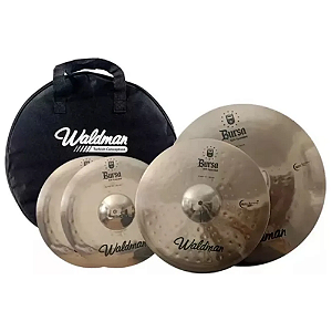 Kit Pratos Bateria Waldman Bursa Bur-141620B Liga B20 14" Hi-Hat + 16" Crash + 20" Ride com Bag Inclusa Cor Bege