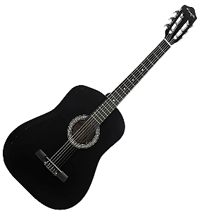 Violão Acústico Marquês VN02 BK AC Preto com Tampo Pinho Branco e Braço Cedro
