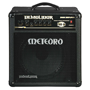 Amplificador Meteoro Demolidor FWB80 RMS para Contrabaixo com Equalizador 3 Bandas Entrada Auxiliar Saída de Fones e Falante 10" para Prática Ensaios e Pequenos Shows