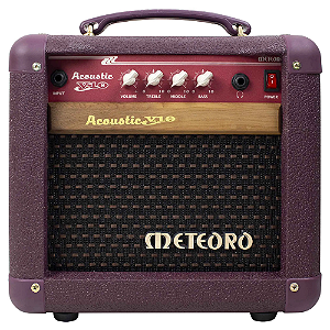 Amplificador Meteoro Acoustic V10 RMS para Violão Eletroacústico com Falante 6" Acabamento Primoroso em Courvin Especial Vermelho