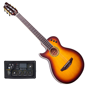 Violão Eletroacústico Nylon Marquês VN-14 SB EQ LH Sunburst Brilho Canhoto com Corpo Flat Anatômico Cutaway e Pré MQ3