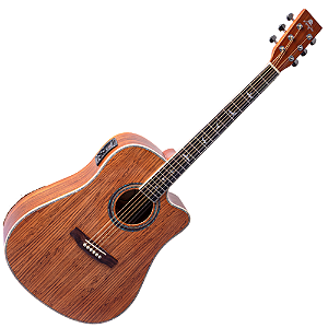 Violão Eletroacústico Aço Ativo Folk Marquês VA39 NS EQ Natural Fosco com Tampo Fundo e Laterais em Ovangkol Braço em Cedro Escala em Blackwood com 20 Trastes em Alpaca Cutaway EQ 4 Bandas