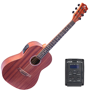 Violão Eletroacústico Aço Marquês VA-236 MGS EQ Mahogany Fosco com Corpo Baby Cutaway e Pré 4T 4 Bandas Afinador Microfone Interno