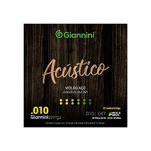 Encordoamento Violão 12 Cordas 010 Giannini Acústico GESWA12