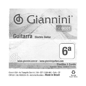 Corda Avulsa Guitarra 6 Giannini Nickel Round GEEGST9.6