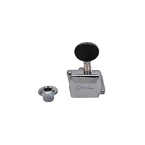 Tarraxa Guitarra Semi Blindada 6L Cromada Preta 704PT Deval