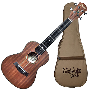 Ukulele Concerto Acústico Seizi Maui Plus Concert Tobacco Nut e Rastilho em Osso Roseta em Abalone Friso em Abalone Encordoamento Aquila e Logo no Headstock e Bag 10360228