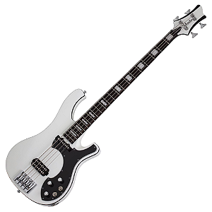Contrabaixo Schecter Stargazer-4 Gloss White com Corpo em Mogno Braço em Maple Escala em Ébano com Captadores Schecter USA SuperRock Vintage Ponte Schecter com TonePros Roller Tune-O-Matic 681