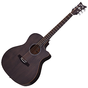 Violão Acústico Schecter Deluxe Satin See Thru Black com Tampo Spruce Fundo e Laterais Mogno Braço Mogno Set-Neck Dovetail Perfil Thin Escala Pau-Rosa com 20 Trastes Médios Nut Osso e Ponte Pau-Rosa 3716