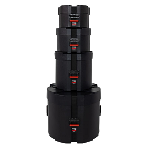 Case para Bateria Gator GPC Rockpackset 10/12/16/22 com Estrutura Rotomoldada Ultra Resistente Interior Acolchoado em Microveludo Vermelho Design Empilhável com Gator Grooves Alças Ergonômicas e Cintas de Alta Tensão