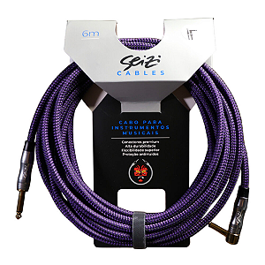 Cabo Seizi Cable Energy P10 x P10L Black Purple 6m para Guitarra Violão Contrabaixo Ukulele 10361001