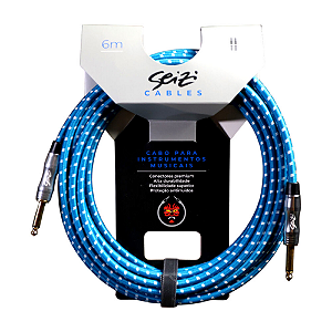 Cabo Seizi Cable Energy P10 x P10 Blue White 6m para Guitarra Violão Contrabaixo Ukulele 10361004
