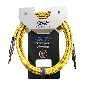 Cabo Seizi Cable Energy P10 x P10 Yellow Brown 3m para Guitarra Violão Contrabaixo Ukulele 10361006
