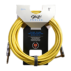 Cabo Seizi Cable Energy P10 x P10L Yellow Brown 6m para Guitarra Violão Contrabaixo Ukulele 10361009