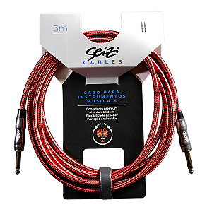 Cabo Seizi Cable Energy P10 x P10 Red Black 3m para Guitarra Violão Contrabaixo Ukulele 10361014