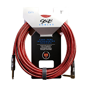 Cabo Seizi Cable Energy P10 x P10L Red Black 6m para Guitarra Violão Contrabaixo Ukulele 10361017