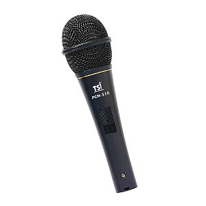 Microfone Condensador TSI PCM 510 com Chave Magnética Silenciosa e Cabo Balanceado XLR-P10 de 6 Metros Uni-direcional Cardioide Alimentação por Pilha AA Corpo em Zinco