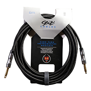 Cabo Seizi Cable Energy P10 x P10 Black 6m para Guitarra Violão Contrabaixo Ukulele 10361020