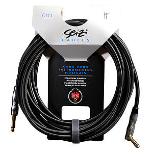 Cabo Seizi Cable Energy P10 x P10L Black 6m para Guitarra Violão Contrabaixo Ukulele 10361021