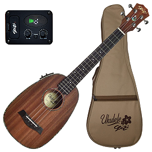 Ukulele Tenor Eletroacústico Seizi Maui Plus Pineapple Tenor Sapele Nut e Rastilho em Osso Roseta e Friso em Abalone e Bag Deluxe 10360366