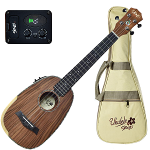 Ukulele Tenor Eletroacústico Seizi Bora Bora Plus Pineapple Tenor Koa Nut e Rastilho em Osso Roseta e Friso em Abalone e Bag Deluxe 10360369