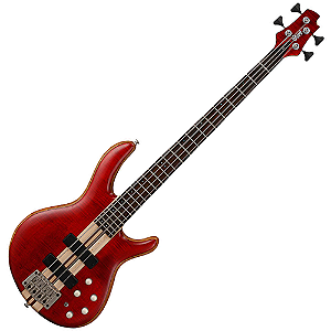 Contrabaixo Cort A4 Plus FMMH Open Pore Black Cherry com Corpo Mahogany Tampo Figured Maple Flame Captadores Bartolini MK-1 e Pré-Amplificador Ativo 3 Bandas