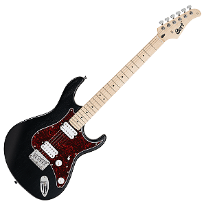 Guitarra Cort G100 HH Open Pore Black com Corpo Paulownia Braço Hard Maple Bolt-On Escala Hard Maple Captadores Cort Powersound HH Ponte Hard Tail 22 Trastes Medium