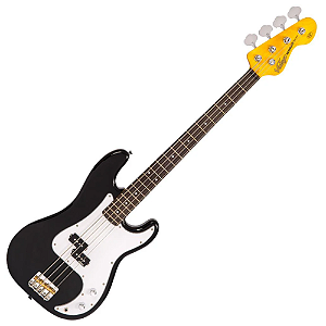Contrabaixo Vintage Reissued V4BK P-Bass Boulevard Black com Corpo Poplar Oriental Braço Hard Maple Parafusado Escala Rosewood Captador Wilkinson Single Coil Split-Coil Ponte Wilkinson Compensada