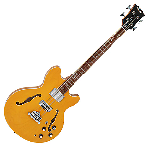 Contrabaixo Vintage Revo VRS 450 N Supreme Semi-Acústico Natural com Corpo Maple Braço Maple Escala Jatobá 22 Trastes 2 Captadores Alan Entwistle