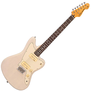 Guitarra Vintage V65 Reissued Hardtail Blonde com Corpo Alder Braço Maple Escala Rosewood 22 Trastes 2 Captadores Soapbar Wilkinson Ponte Hardtail