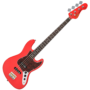 Contrabaixo Vintage VJ74 Reissued Firenze Red com Corpo Alder Braço Maple Escala Rosewood 20 Trastes 2 Single Coil Wilkinson Ponte Wilkinson Four Saddle