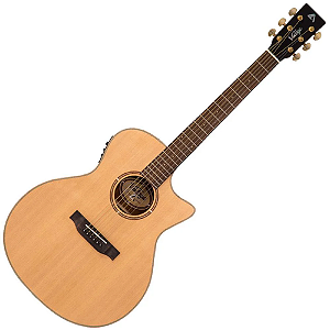 Violão Vintage Virtuoso Rory Evans Natural Eletroacústico com Tampo Spruce Sólido Corpo Acacia Braço Mogno Escala Pau Ferro 21 Trastes Fishman Presys Blend