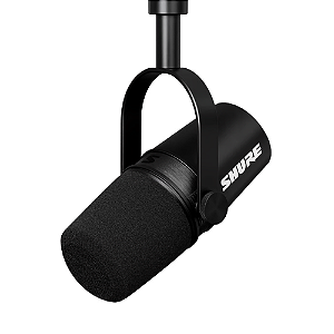 Microfone Shure MV7X Dinâmico para Podcast e Vocais XLR com Isolamento de Voz Rejeição Traseira e Filtro Anti-choque DNA do SM7B